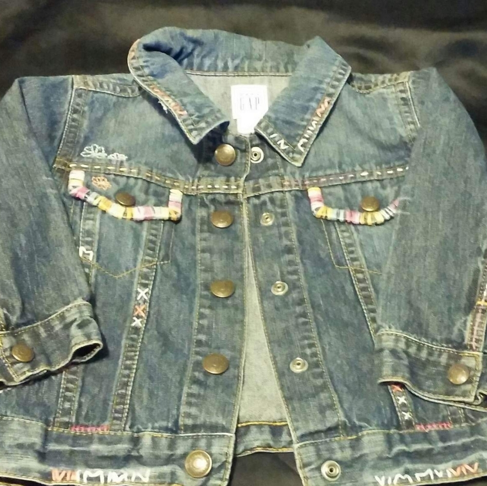 Baby Gap Denim Jean Jacket 12 Months Embroidered